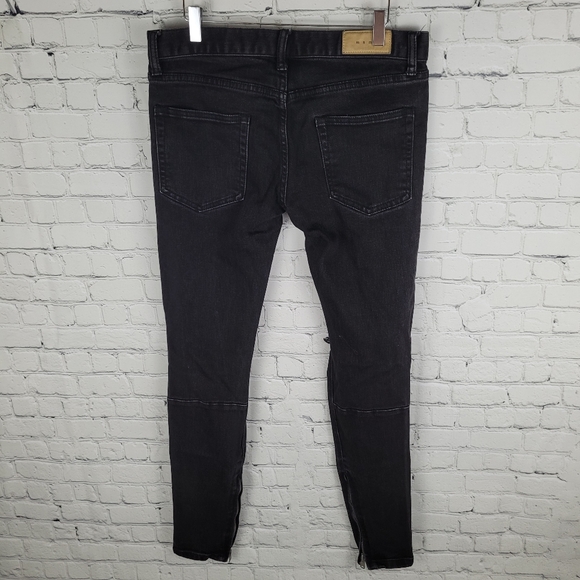 MNML | button fly skinny distressed/ destroyed knee jeans - Picture 3 of 8